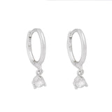 Purpdrank - 2PC Stainless Steel Little Huggies Hoop Earrings For Women Tiny Crystal Zirconia Pendant Cartilage Earrings Piercing Jewelry