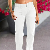 Purpdrank  Women's Fashion Denim Trousers Straight-Leg Double Button Detail Style Women's Clothing