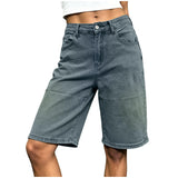 Purpdrank  Women's High Waist Straight Leg Denim Bermuda Shorts Vintage Washed Loose Jean Shorts Casual Summer Streetwear With Pockets