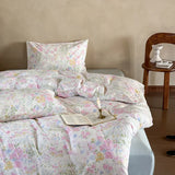 Purpdrank  New 100% Cotton Floral Print Bedding Sets Cozy Skin Friendly Soft Comforter Set Naked Sleeping Textile Supplies for All Seasons