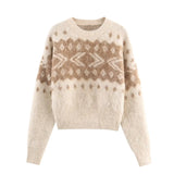 Purpdrank  New European-style women's fashion sweater, versatile and stylish, featuring a faded effect and jacquard knit design.