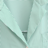 Purpdrank  autumn new women's clothing fashion temperament slim fit commuting versatile striped printed shirt top shorts set