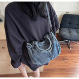 Purpdrank   Fashion Washed Denim Tote Bag Women Simple Large Capacity Shoulder Bag Ladies Daily Casual Versatile Handheld Crossbody Bag