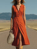 Purpdrank  Elegant Solid Color Maxi Dress Women Summer Fashion Sleeveless V-neck Maxi Dresses Casual