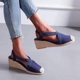 Purpdrank  Summer Women's Sandals Straw braided Wedge Heels Espadrille Sandals Big Size Female Shoes Female Gladiator Slingback Shoes