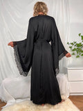 Purpdrank  New Satin Pajamas Women's Lace Light Luxury Long-sleeved Cool Nightgown Bathrobe Home Wear Women's