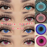 Purpdrank  0~400 Degree Myopia Fashion Makeup Contacts Lenses Yearly Soft Comfort Health Blue Contacts Free Case Fast Shipping