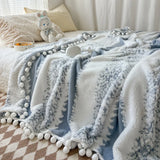 Purpdrank  1pc two-color jacquard star velvet Dream Talk ball blanket,  comfortable and breathable, dopamine color series, festival gift