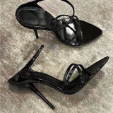 Purpdrank  Slippers Casual Shoes Women Heels Pointed Toe Low Slides Pantofle Luxury High Thin 2025 Soft Rubber Fashion Rome Fabric Patent L