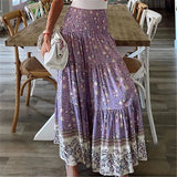Purpdrank  Sexy High Waist Beach Long Skirts Womens 2025 Spring Summer Casual Bohemia Pink Maxi Skirt For Women
