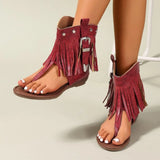 Purpdrank   Fashion Studded Sandals Low Heel Tassel New Style Sandals Summer Roman Shoes Luxury Corrective Toe Clip Boots Women Flip Flops