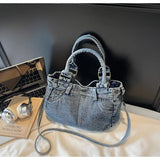 Purpdrank   Fashion Washed Denim Tote Bag Women Simple Large Capacity Shoulder Bag Ladies Daily Casual Versatile Handheld Crossbody Bag