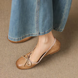 Purpdrank  Genuine Leather Women Shoes Fashion Butterfly-knot Spring and Autumn Flats Slip-On Casual Flat Heel Modern Ladies Shoes