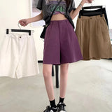 Purpdrank  Korean  Cotton Casual Shorts Women Casuial  Wide Leg Straight Short Pans Women Summer All Match Streetwear Bottoms New