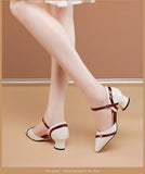 Purpdrank  Korean Version Thick Heels And Shallow Mouth Women'S Shoes, Spring And Summer Fashionable Square Toe Middle Heel Shoes