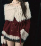 Purpdrank  Winter Sexy Vintage 2 Piece Sets Woman Off Shoulder Y2k Sweet Design Mini Skirt Suit Female Bandage Retro Chic Outfits Christmas