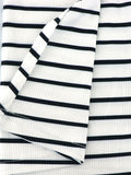 Purpdrank  Vintage Black White Striped Print T-shirt Mini Dress Women Knit Ribbed Short Sleeve Hooded V-neck Casual Summer Dress Streetwear