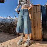 Purpdrank  New Arrival Retro Casual Loose Wide Leg Mid-Length Trousers for Women