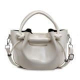 Purpdrank  Luxury Fold Drawstring Bucket Bag Korean Style PU Leather Crossbody Bag Simple Design with Inner Bag Women Satchels for Women