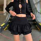 Purpdrank  Side Bandage Slim Fit High Waist Mini Skirt Cascading Ruffles Patchwork A-line Skirts Summer New Hottie 2000s Y2k Faldas Mujer