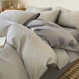 Purpdrank  4Pcs Grid Printed Fitted Sheet Bedclothes Cotton Double-Sided Mix Color Soft Quilt Cover Single Double Comfort Set for Adults