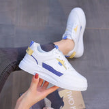 Purpdrank  Trendy Versatile Women's Shoes Autumn New Breathable Color Blocked Leather Surface Casual Vulcanized Women's Single Shoes