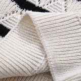 Purpdrank  Spring New Women's Fashion temperament casual versatile striped short knitted short sleeved tight shorts set