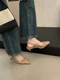 Purpdrank  Elegant White Hollow Heels for Women Fashion Square Toe Buckle Mule Shoes Luxury Brand Designer Pumps Comfort office formal shoe