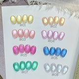 Purpdrank  6-Color 12ML Sea Blue Cat Eye Gel Nail Polish Adhesive Autumn Blue Glass Bead Cat Eye Nails Nail Art Nail Supplie