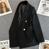 Purpdrank  Chic Black Blazer Casual Coat Streetwear Loose Jackets Solid Oversize Blazer Women Suit Korean Women's Clothing Student New