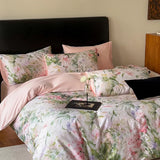 Purpdrank  100% Egyptian Cotton Flowers Print Luxury Bedding Set Single Double Queen King Size Duvet Cover Flat/Fitted Bed Sheet Pillowcase