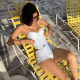 Purpdrank  New Summer Women's One-Piece Steel Support Bikini Set Slimming High-Waisted Bottoms Two-Piece Swimsuit Pure Color Luxury Feeling