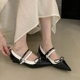 Purpdrank  Elegant Pointed Toe Low Heel Shoes for Women Fashion Double Buckle Bowknot Design Shallow Dress Pumps Luxury Brand Designer Shoe
