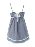 Purpdrank  Sexy Plaid Spliced Embroidery Lace Bra Corset style Mini Dress Women Bow Lacing up Backless Party Skater Sling Robe Holiday