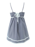 Purpdrank  Sexy Plaid Spliced Embroidery Lace Bra Corset style Mini Dress Women Bow Lacing up Backless Party Skater Sling Robe Holiday