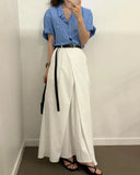 Purpdrank  Spring Summer Front Cross Women's Long Skirts Pockets 2025 New White High Waist Casual Loose Straight Skirts for Women