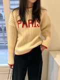 Purpdrank  Korean Letter Jacquard O Neck Long Sleeve All Match Fashion Sweater Women Jumpers