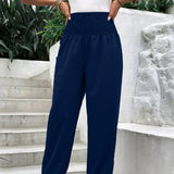 Purpdrank  Women's Elastic High-Waist Wide-Leg Pants 92073# Fashion for Ladies