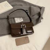 Purpdrank  Retro Women Bags Belt Buckle Design Single Shoulder Bag Flap Shape Pure Color Casual Street Underarm Satchels Latest