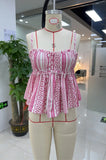 Purpdrank  Women Summer Spaghetti Strap Babydoll Cami Tops Sweet Floral Print Frill Trim Backless Camisole Vest Streetwear