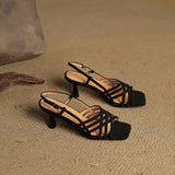 Purpdrank  new Summer Women Sandals Sheep Suede Leather Women Shoes Open Toe Ankle Strap Shoes Square Toe Thin Heel Sandals