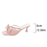 Purpdrank  Beautiful Rhinestone Bow Strap Sandals for Women 2025 Summer Sexy Open Toe High Heel Outer Sandals