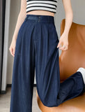 Purpdrank  Vintage Thin Denim Loose Women's Wide Leg Pant 2025 New High Waist Button Straight Casual Full Length Trousers Female