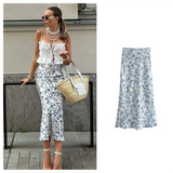 Purpdrank  Spring New Women's Fashionable and Stylish Style Slim Fit Versatile Print Wrapped Hip High Waist Skirt