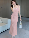 Purpdrank Sexy Spaghetti Strap Womens Dresses French Style Sleeveless Bodycon Evening Party Midi Dress Summer Slim Chic Vestidos Mujer New