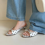 Purpdrank   New Summer Polka Dot Open Toe Woman Slippers Elegant Stripper Thin Heels Ladies Mules Slides Shoes Zapatos De Mujer