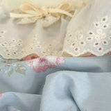 Purpdrank  Korean Princess Style Flowers Lace Ruffles 100% Cotton Bedding Set Duvet Cover Bed Sheet/Fitted Sheet/Bed Skirt Pillowcases 4Pcs