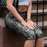 Purpdrank  Women's Sequined Glitter Tight Fitting Package Hips Sexy Calf-length Pants Fashion Leisure Mid-night Club Party New Bottoms