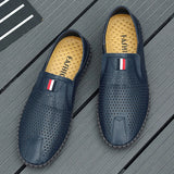 Purpdrank  Spring Autumn New Breathable Loafers Soft Sole Anti Slip Trendy Deep Blue Men's Flat Shoes Fashion Men's Work Shoes