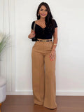 Purpdrank  Women Shiny Yellow Capris Pants High Waist Trousers Office Work Lady Full Length Summer Bottoms Capris Autumn Winter